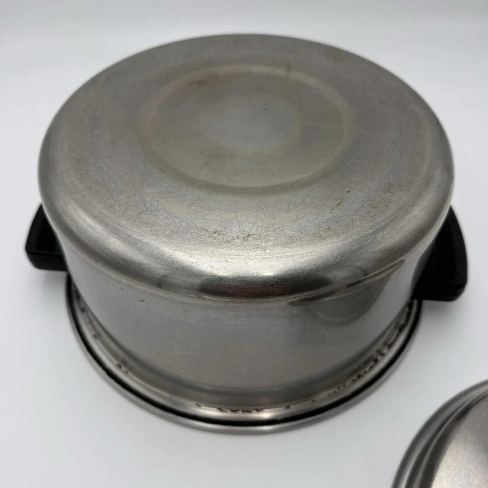 Vtg Lustre Craft Stainless Steel Stock Pot 6 Qt 18-8 3 PLY Dutch Oven W/ Lid